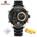 NAVIFORCE Luxury Brand New Watch for Men Stainless Steel Dual Display Quartz Wrist Watches Waterproof Military Sports Male Clock
