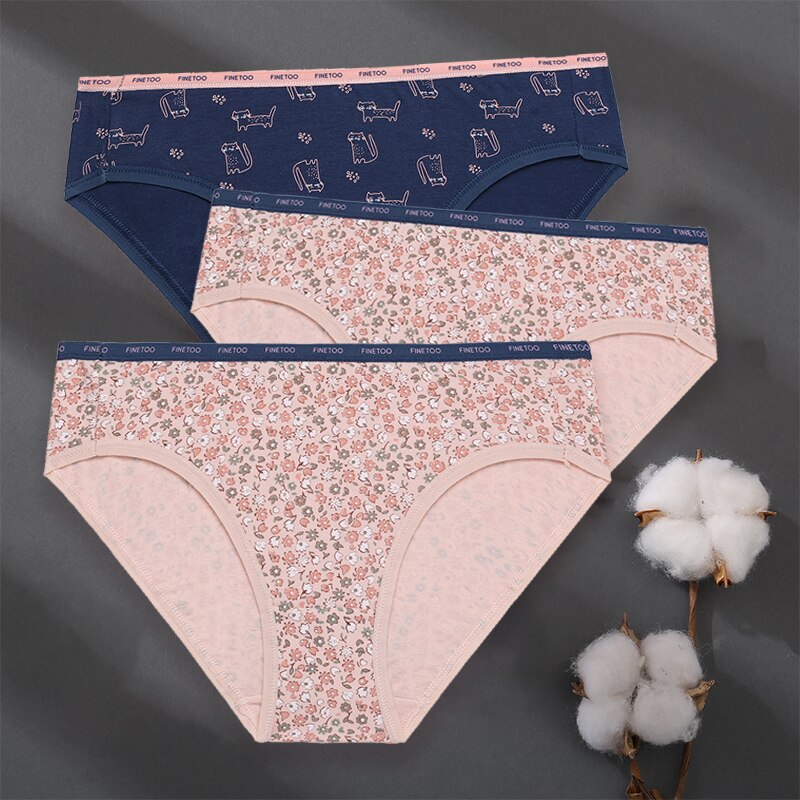 3PCS/Set Women Panties Cotton Underwear Patchwork Cute Design Female Lingerie Underpants Pantys Sexy Briefs Intimates for Girls