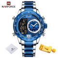 NAVIFORCE Luxury Brand New Watch for Men Stainless Steel Dual Display Quartz Wrist Watches Waterproof Military Sports Male Clock