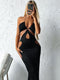 Zenaide 2022 Cut Y2K Long Dress Backless Spaghetti Strap Sexy Maxi Bodycon Dresses Pink Women Summer Black Beach Party Outfits