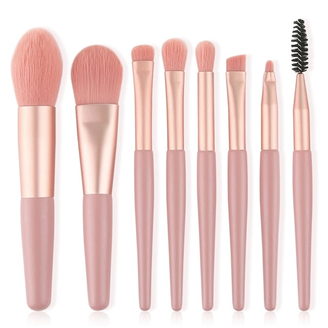 8Pcs Mini Travel Women Makeup Brushes Set Portable Soft Concealer Brush Beauty Foundation Eye Shadow Tool Eyelash Brush With Bag