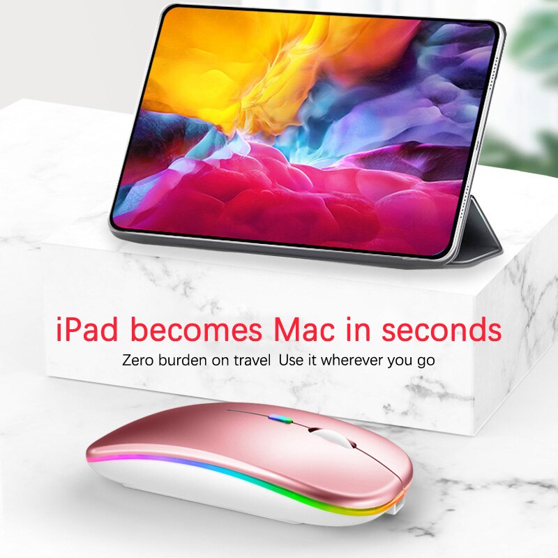 Bluetooth Wireless Mouse for Computer PC Laptop iPad Tablet with RGB Backlight Mice Ergonomic Rechargeable USB Mouse Gamer