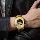 NAVIFORCE Luxury Original Men Sports Wrist Watch Gold Quartz Steel Waterproof Dual Display Clock Watches Relogio Masculino 9163