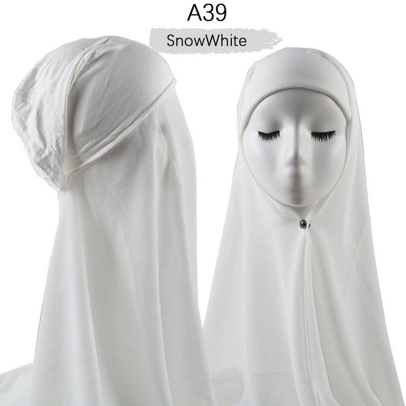 Women Muslim Instant Chiffon Hijab With Cap Underscarf Bonnet HIjabs  Scarf Islam Headscarf Headwrap Turbante