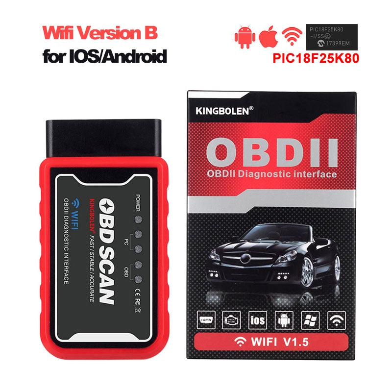 ELM327 V1.5 Car Code Reader BT WiFi ELM 327 PIC18F25K80 Chip OBDII Diagnostic Tool For iPhone/Android PK ICAR2 OBDSCAN Scanner