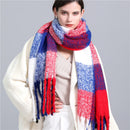 2022 New Women Plaid Scarf Winter Pashmina Shawls Cashmere Thick Wraps Lady Tassel Warm Scarves Rainbow Hairy Bufanda