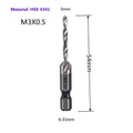 1-6pc M3 M4 M5 M6 M8 M10 Tap Drill Bits 1/4 Hex Shank Machine Hand Taps Titanium Coated HSS Drilling Tap Bits Thread Screw Tools