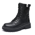 HOPUS Women&#39;s Boots High Quality Retro British Style Leather Shoes For Women 2022 New Short Boots Square Heel Platform Shoes