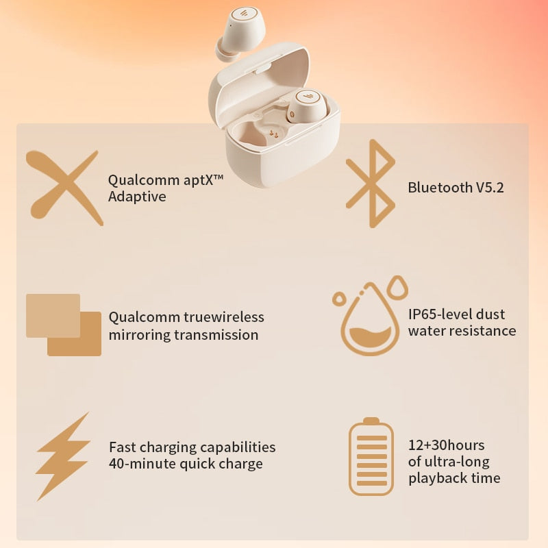 EDIFIER TWS1 Pro TWS Wireless Bluetooth Earphone aptX Bluetooth V5.2 up to 42hrs playback time Fast charging capabilities