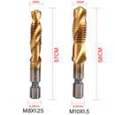 New Titanium Plated Hex Shank HSS Screw Thread Metric Tap Drill Bits Screw Machine Compound M3 M4 M5 M6 M8 M10 Hand Tools