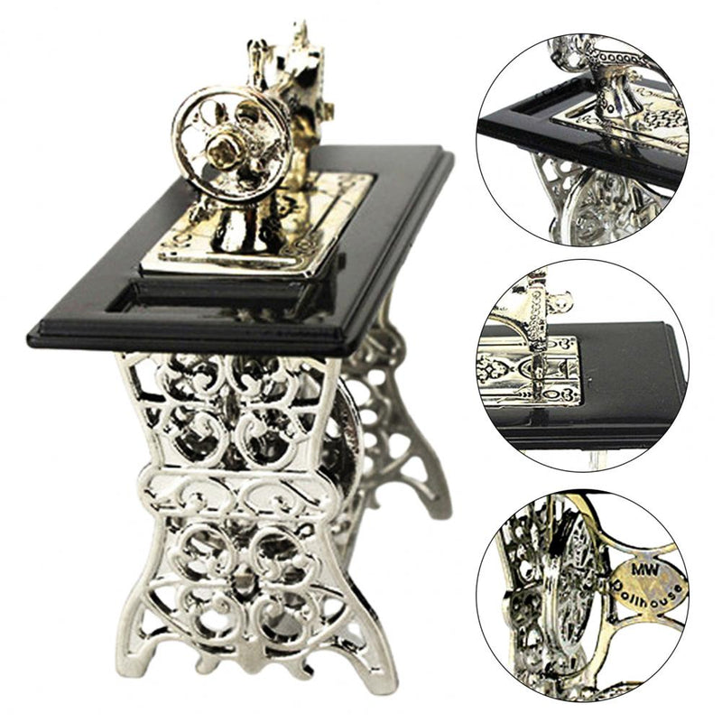 1/12 Ratio  Ingenious Dollhouse Retro Sewing Machine Novelty Miniature Sewing Machine Lightweight   for Home