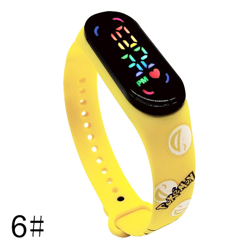 Pokemon Strap LED Electronic Watch Fashion Colorful Bracelet Touch Waterproof Anime Character Pikachu Educational Children&