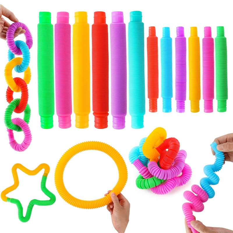8Pcs Tubes Sensory Toy Fidget Stress Relieve Squeeze Toys Strbess Relief Educational Antistress Fidget Toys for Children Gifts