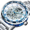 WINNER Transparent Skeleton Watch for Men Mechanical Wristwatches Diamond Watches Mens Luxury Stainless Steel Strap Unisex Clock