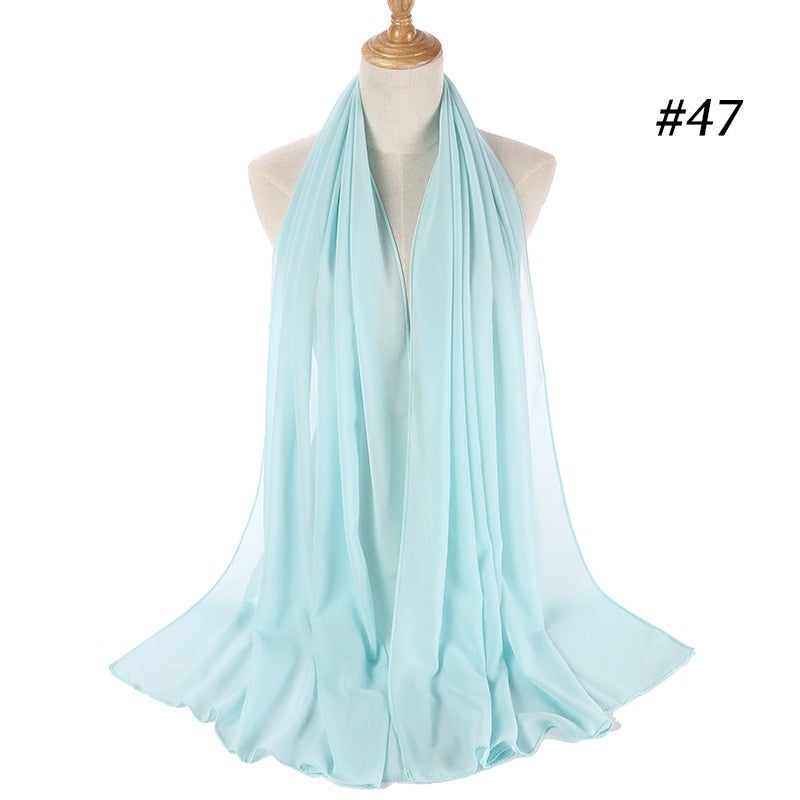 Hijab Scarf 72*175cm Plain Chiffon Scarves For Women Muslim Fasion Islam Clothing Headscarves Shawl For Ladies Headwrap Ramadan