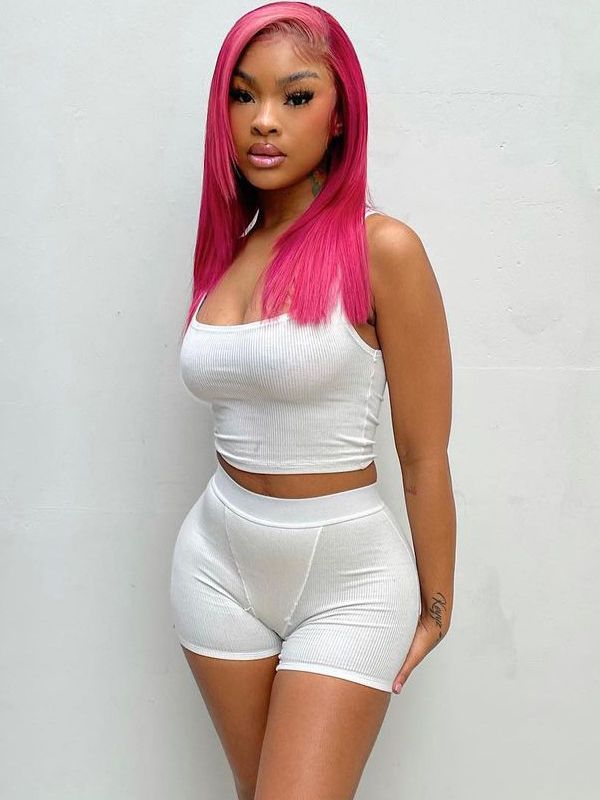 Ribbed Knitted Women 2 Piece Set Gym Crop Tank Top Leggings Set Casual Streetwear Sporty Tracksuit 2021 Summer Active Wear