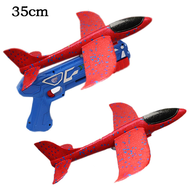Airplane Launcher Toy Children Bubble Catapult Plane Catapult Gun Outdoor EPP Foam Airplane Launcher Shooting Game Toy for Kids
