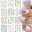 12 Designs Nail Stickers Set Mixed Floral Geometric Nail Art Water Transfer Decals Sliders Flower Leaves Manicures Decoration