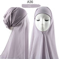 Women Muslim Instant Chiffon Hijab With Cap Underscarf Bonnet HIjabs  Scarf Islam Headscarf Headwrap Turbante