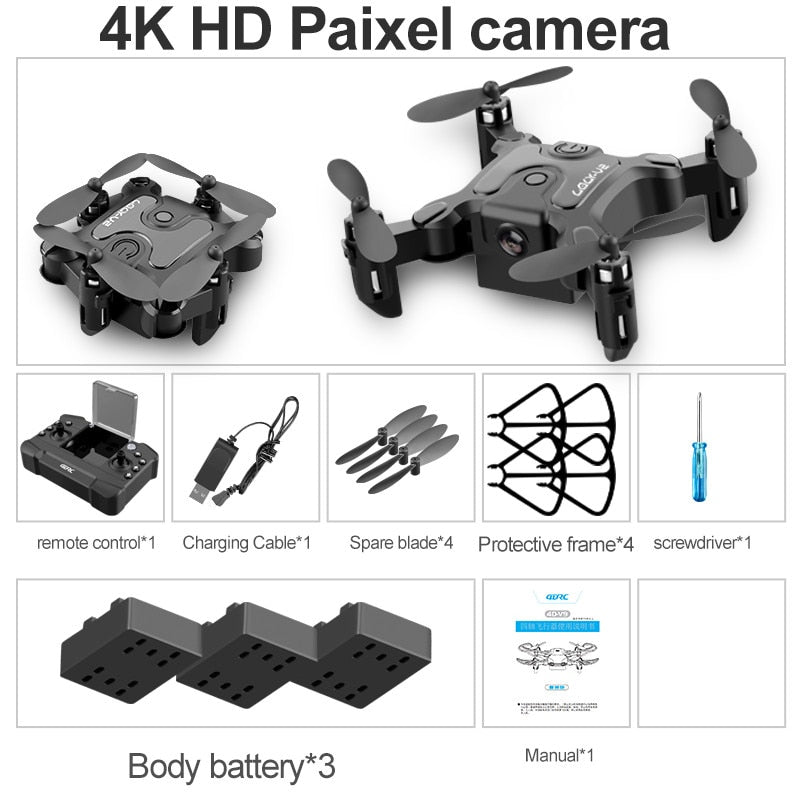 V2 Mini Drone 4K 1080P HD Camera WiFi Fpv Air Pressure Altitude Hold Professional  Foldable Quadcopter RC Drone Kid Toys GIft
