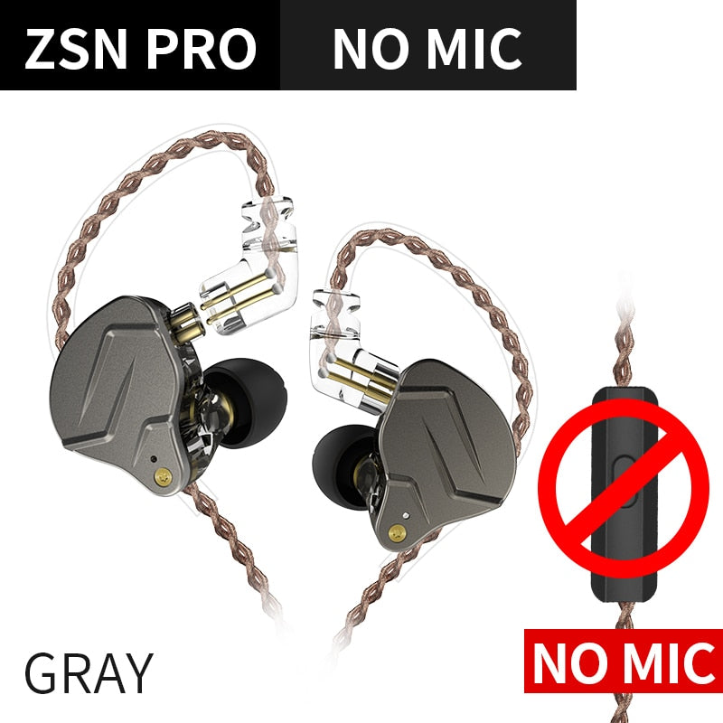 KZ ZSN Pro Wired Earphone 1DD+1BA Hybrid Technology In Ear Headphones HIFI Bass Metal Earplugs Movement Noise Reduction Headset
