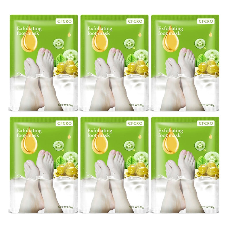 PUTIMI 6packs Exfoliating Foot Mask Feet Peeling Mask Spa Socks Smooth Dead Skin Remover Moisturizing Whitening Foot Mask