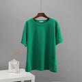 Hirsionsan Summer Cotton Sets Women Casual Two Pieces Short Sleeve T Shirts and High Waist Short Pants Solid Outfits Tracksuit