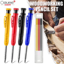 Solid Carpenter Pencil Set Woodworking Tools Mechanical Pencil 3 Colors Refill Construction Job Tools Carpentry Marking Scriber