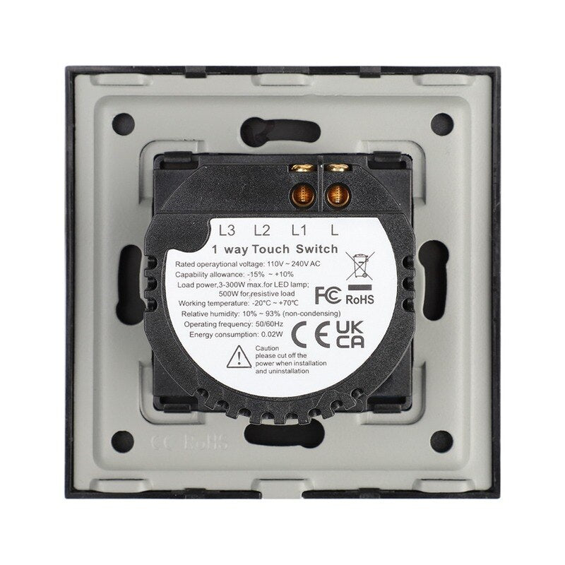 Bingoelec EU AC100-240V Tempered Black White Crystal Glass Touch Switch Panel Wall Light Sensor Button 1Gang 2gang LED Indicator