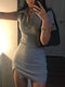Hugcitar 2021 Short Sleeve Slit Sexy Mini Dress Summer Women Fashion Streetwear Outfits Cute Solid Y2K Party Clothing