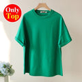 Summer Cotton Tracksuit Women Spring Loose Two Piece Sets Casual Long Sleeve  Sweatshirt &amp; Elastic Waist Shorts Female Outfits