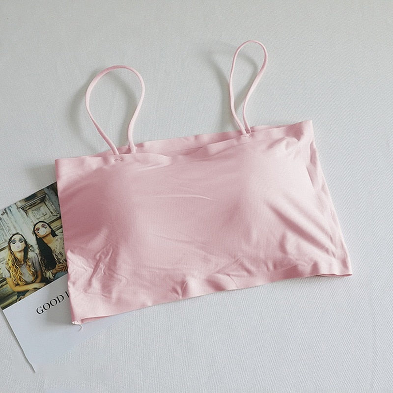Top women Summer Women Sling Tube Top Sexy Bra Women underwear Push Up Bra Seamless Ice Silk Breast Wrap Lingerie Crop top
