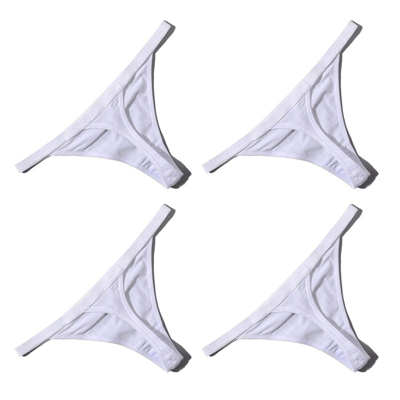 4 Pcs Sexy Women Cotton G String Thongs Low Waist Seamless Female Underpants Comfortable Ladies Underwear Lingerie