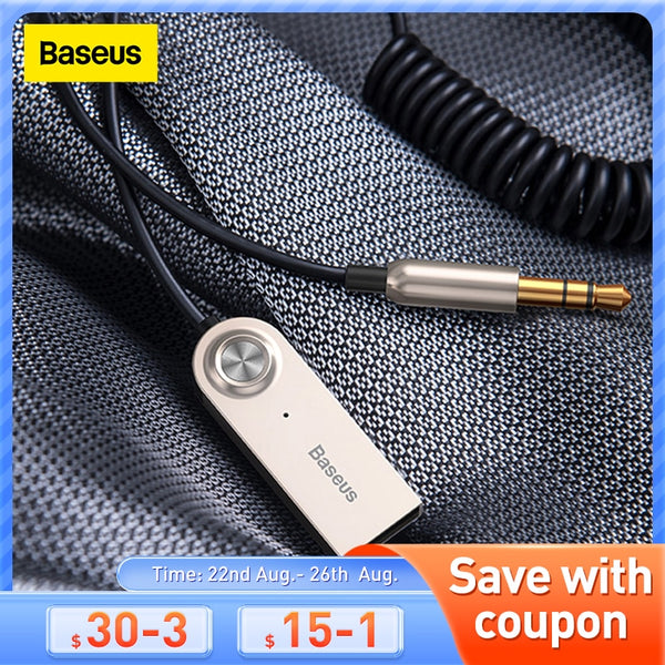 Baseus Bluetooth Transmitter Wireless Bluetooth Receiver 5.0 Car AUX 3.5mm Bluetooth Adapter Audio Cable For Speaker Headphones