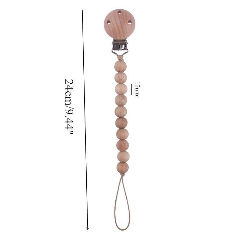 1pc Crochet Bunny Baby Pacifier Clip Chain BPA Free Wooden Beads Appease Soother Chain Clips Newborn Dummy Holder Nipple Clip