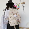 Large-capacity Cute Women Multi-Pocket Nylon Backpack Ins Junior High School Student School Bag Female Girl Backpack Laptop Book