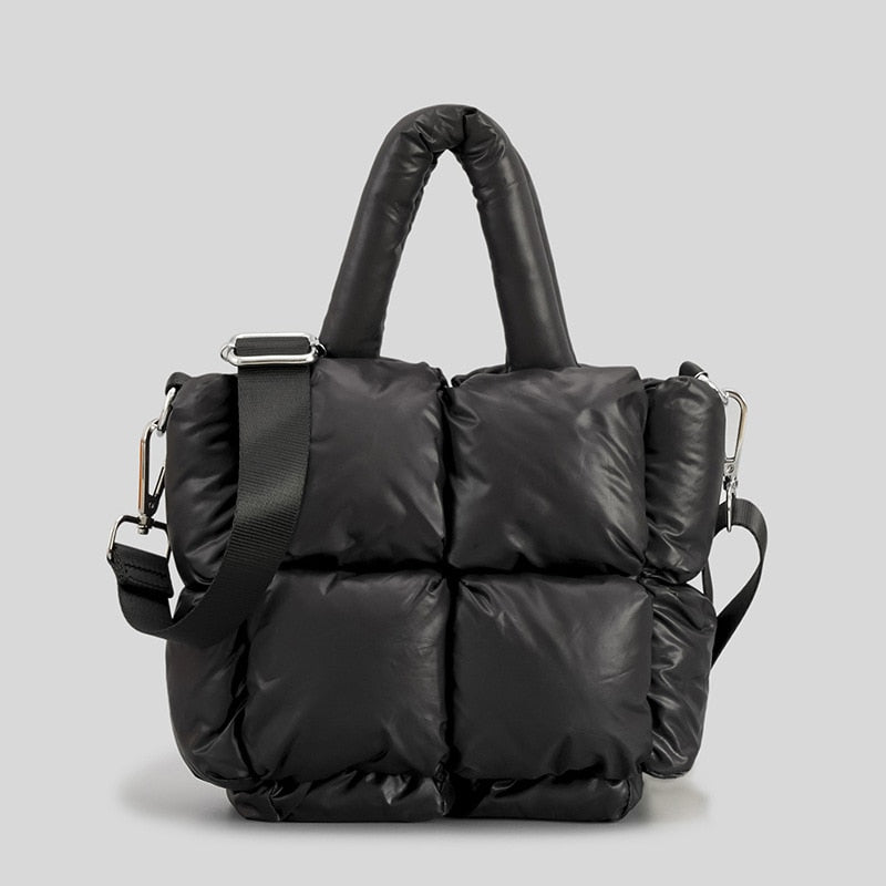 Fashion Large Tote Padded Handbags Designer Quilted Women Shoulder Bags Luxury Nylon Down Cotton Crossbody Bag Winter Purse 2022