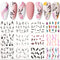 12 Designs Nail Stickers Set Mixed Floral Geometric Nail Art Water Transfer Decals Sliders Flower Leaves Manicures Decoration