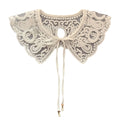 Royal Style Cotton Fake Collar Shawl Wrap Hollow Out Floral Lace Ruffled Trim Necklace Pointed Triangle Lapel Blouse