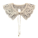 Royal Style Cotton Fake Collar Shawl Wrap Hollow Out Floral Lace Ruffled Trim Necklace Pointed Triangle Lapel Blouse