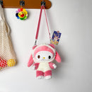 New Kawaii Sanrioed My Melody Cinnamoroll Cartoon Plush Bag Anime Soft Stuffed Animals Plushie Backpack Girls Doll Toys Gifts