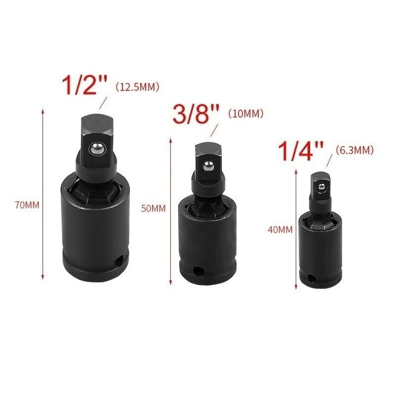 360 Degree Swivel Knuckle Joint Air Impact Wobble Socket Adapter Hand Tool 1/2  3/8 1/4