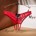 Sexy Crotch Opening Women&#39;s Panties Lingerie Lace Bowknot G-string Thong Floral Temptation Underwear for Ladies Erotic Pantys