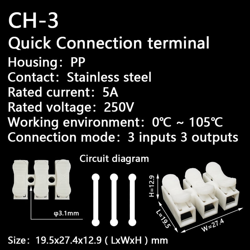 CH1 CH2 CH3 CH4 Quick Splice Lock Wire Connectors 1/2/3/4Pins Copper Electrical Cable Terminals For Easy Safe Splicing Into Wire