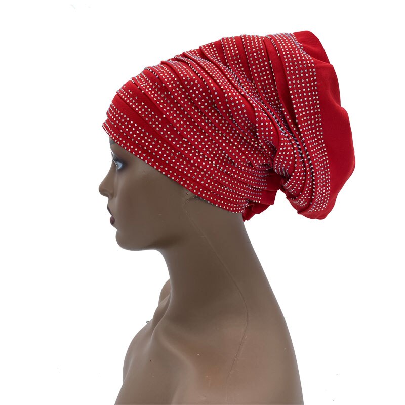 Candy Color Ladies Head Wraps Muslim Hijab Bonnets Fashion Headgear Trending Elastic Full Body Pleated Turban Cap for Women