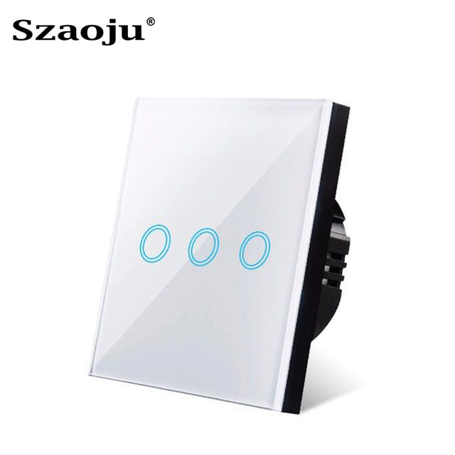EU Touch Switch Sensor Switches No Neutral Wire Required LED Crystal Glass Panel Wall Lamp Light Switch 1/2/3 Gang AC100-240V