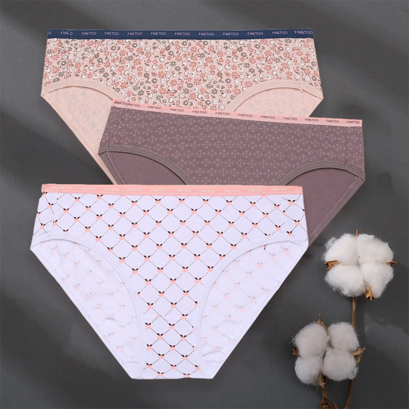 3PCS/Set Women Panties Cotton Underwear Patchwork Cute Design Female Lingerie Underpants Pantys Sexy Briefs Intimates for Girls