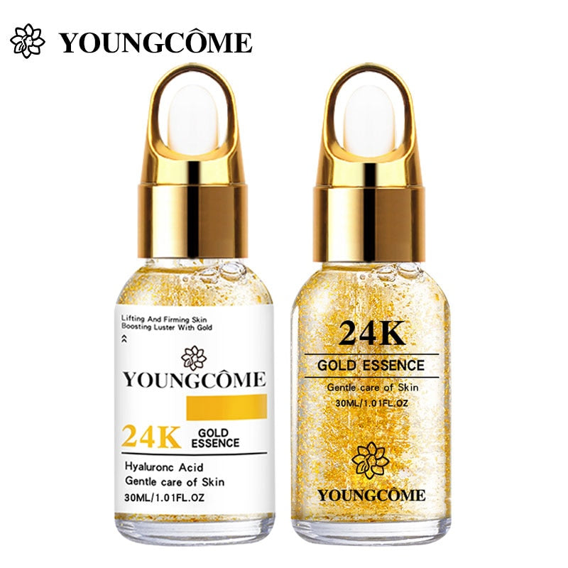 YOUNGCOME 24K Golden Rice Face Essence Moisturizing Anti-aging Wrinkle Hyaluronic Acid Serum Shrinks Pores Repairs Skin