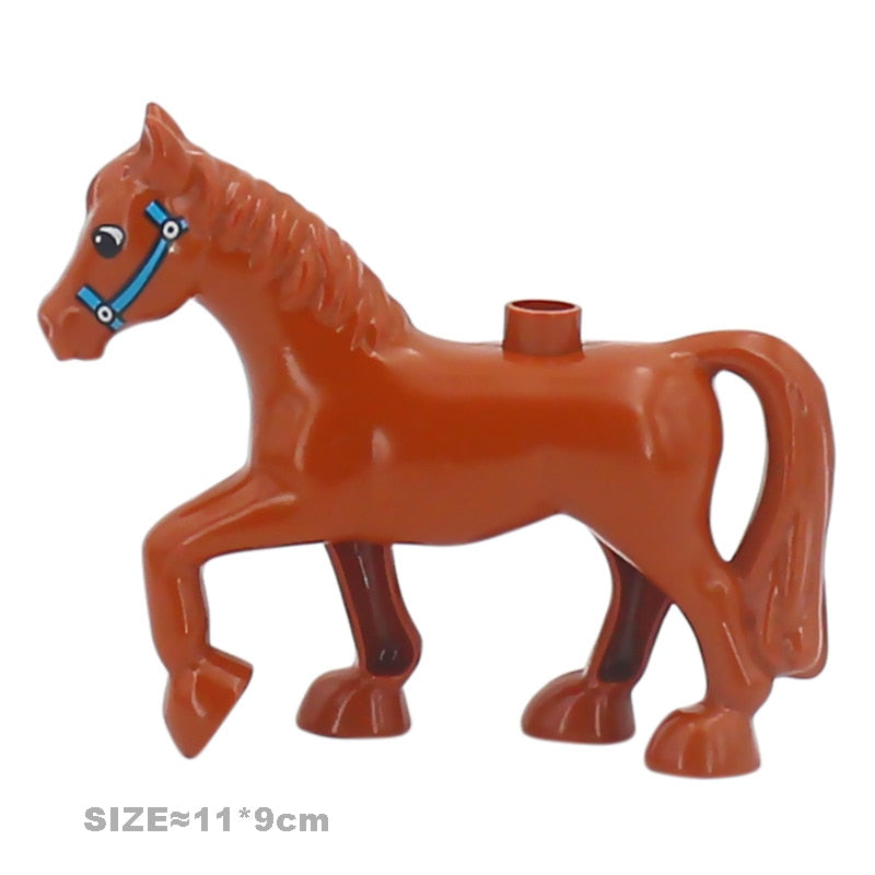 Big Size Building Blocks Cat Dog Pig Rabbit Model Accessories Compatible Bricks Farm Animals Set Assemble Education Toys For Kid