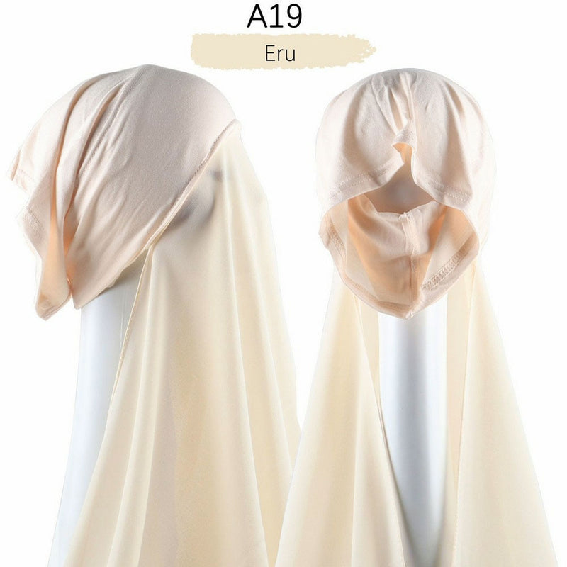 Women Muslim Instant Chiffon Hijab With Cap Underscarf Bonnet HIjabs  Scarf Islam Headscarf Headwrap Turbante